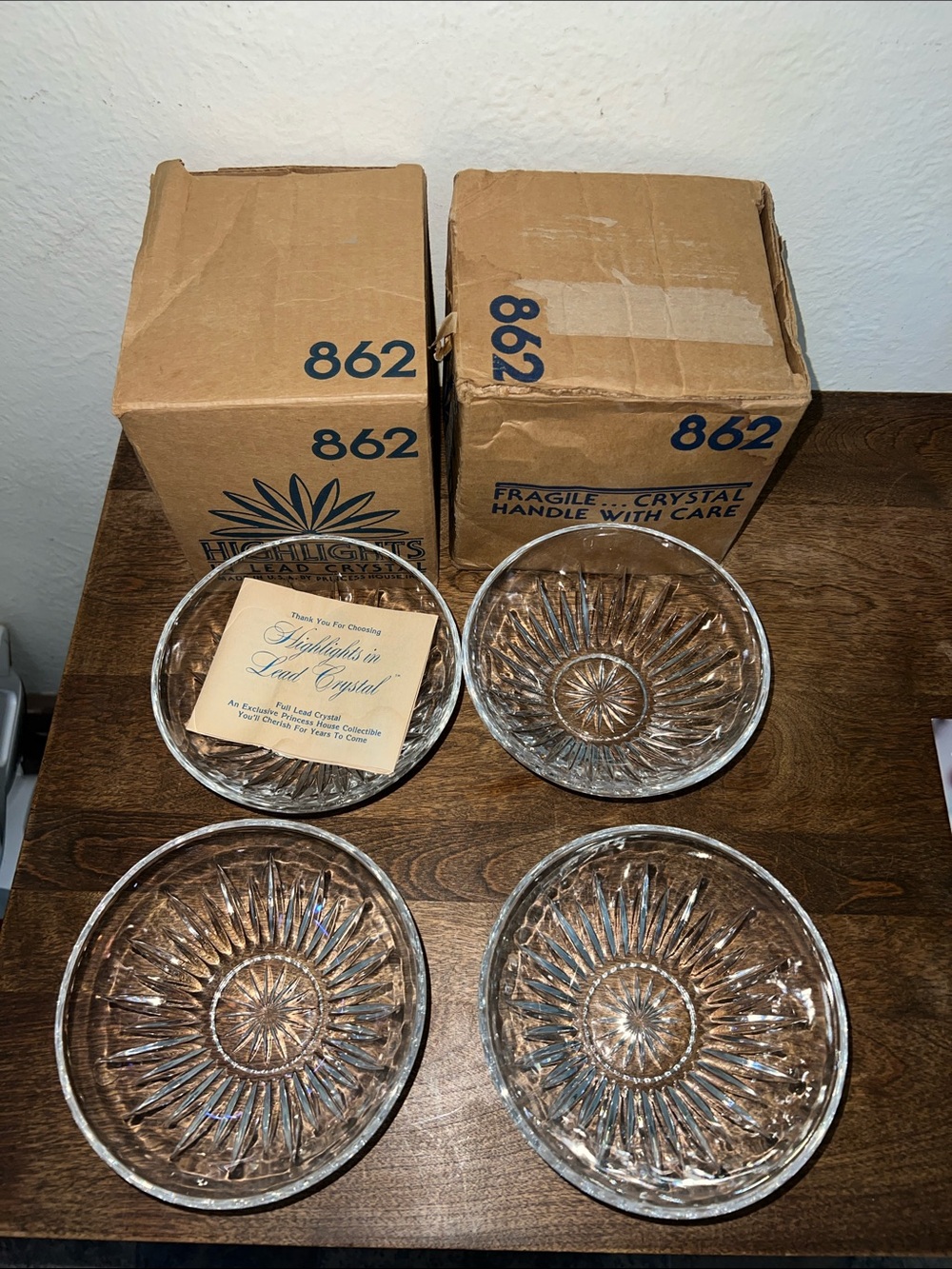 Princess House highlights crystal bowls set x4 # 862